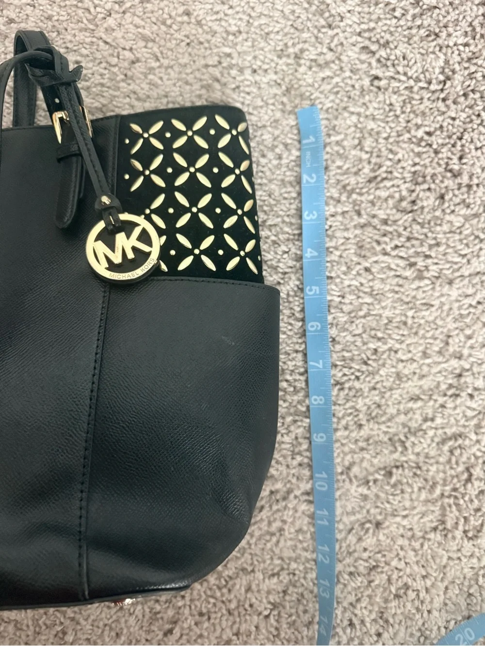 Michael Kors Black Tote with Gold Emblem Accents